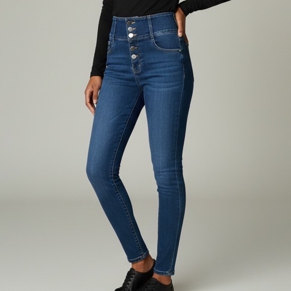 VTG T&Y High Rise Skinny Jeans Dark Wash 4-Button Fly 15/16 Y2K 90s basket weave